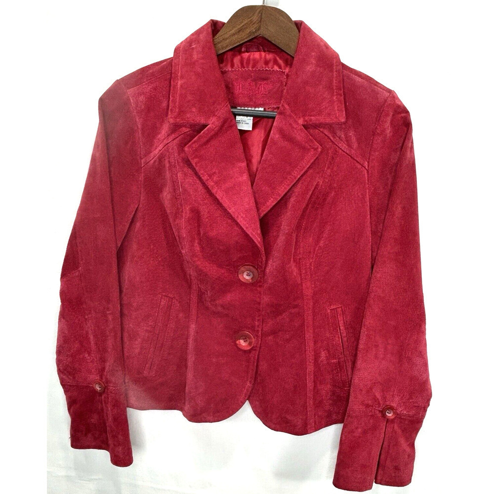 Live A Little Vintage Women's Moto Biker Jacket Red 100% Leather Size Small
